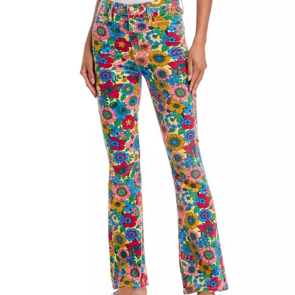 MOTHER Denim - MOTHER Floral Straight Leg Jeans in Pink, Blue and Yellow
